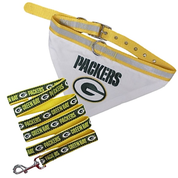 โ๏ธSOLDโ๏ธ๐HP๐๐Pets First, NFL,Green Bay Packers, Reflective Dog Collar & Leash - Picture 2 of 14